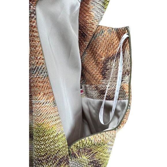 Revolve Tracy Reese Shift Dress XS Tan Zig Zag Rafia Cross Back Boho Retro NEW - Picture 6 of 16